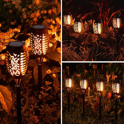 MIUSIKIT 16Pack Outdoor Solar Lights for Yard, Solar Flame Lights for Outdoor Decorations, Pathway Light Outside Waterproof, Luces Solares para Exteriores for Outside Porch Path Lighting Decor Art