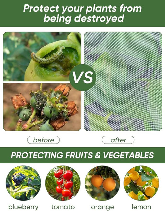Bird Netting for Garden Protection - 4 Pack Garden Netting Pest Barrier with Drawstring,Mosquito Net Tomato Protective Cover Garden Plant Netting for Blueberry Bushes (5.3Ft x 7.7Ft/4Pack)