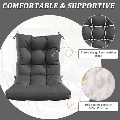 Patio Seat&Back Chair Cushions for Outdoor Furniture，Comfortable Cushions for Rocking/Dining/Lawn Chair-Set of 2
