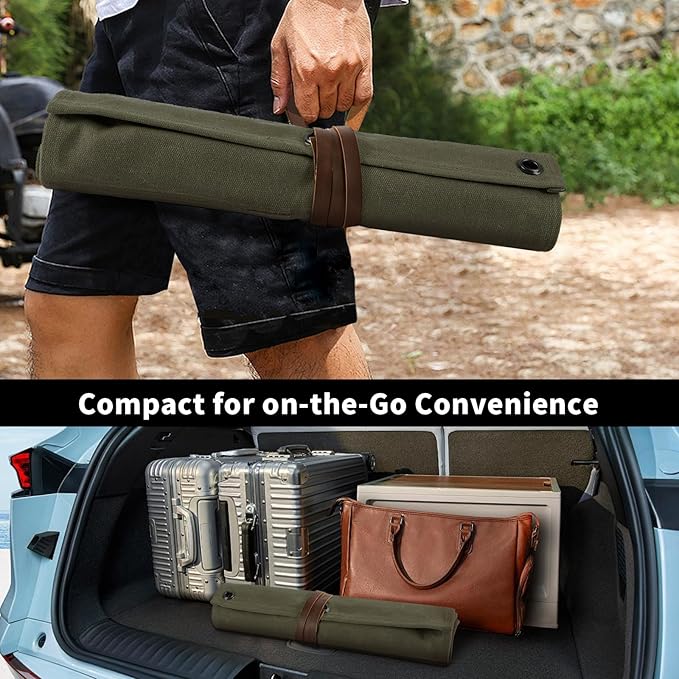 Chisel Roll,Small Tool Roll Pouch,Tool Roll Bag Organizer, Heavy Duty Waxed Canvas Tool Bag, Multi-Purpose Roll-Up Storage Bag for Hand Tools Holder with 6 Pockets Wrench Roll Up Pouch