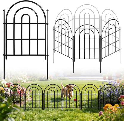 Garden Fence Panels – 17"(H)x 10.83ft Arched Fencing with Tool-Free Install, Metal Fence Panels Rustproof Outdoor Barrier for Yard, Patio, Flower Beds, Dog Barrier, Decor and Garden Edging