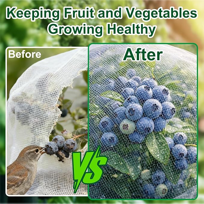 2 Pack Garden Netting for 4x2x1ft Raised Beds, Ultra-Fine Mesh Plant Covers with Drawstring, Bird, Pest & Small Animal Barrier for Vegetables, Fruits & Flowers