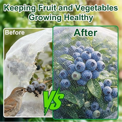 2 Pack Garden Netting for 4x2x1ft Raised Beds, Ultra-Fine Mesh Plant Covers with Drawstring, Bird, Pest & Small Animal Barrier for Vegetables, Fruits & Flowers