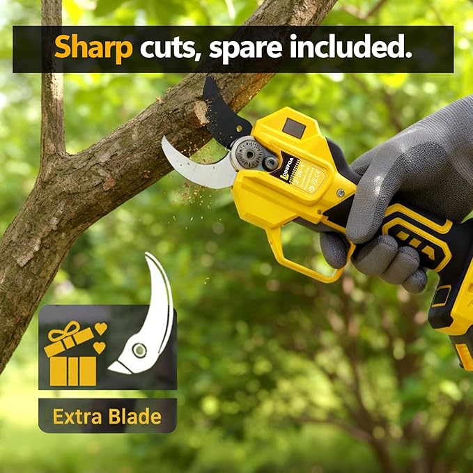 2-IN-1 Electric Pole Pruning Shears, 1.6" Cutting Diameter-Brushless Motor, Cordless Power Pruner with Extension Pole, Total Reach of Max 15.58FT, 2×4.0Ah Battery, SK5 Blade×2, LCD,for Garden Trimming