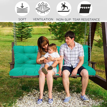 Replacement Cushions for Swing, Swing Cushions 3 Seater Replacement, Waterproof Thicken Washable Pad Cushion for Outdoor Indoor Furniture Swing Patio (Lake Blue, 40x60 inch)