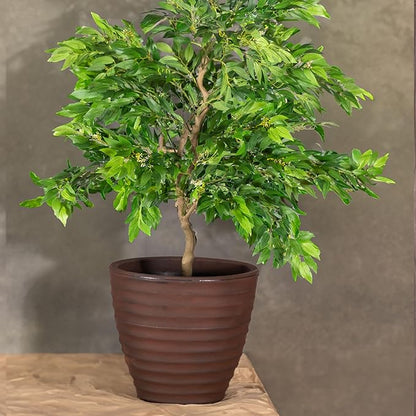 Sunnydaze Ribbed 16" Outdoor Plant Pot - Polyresin Double-Walled Planter for Indoor or Outdoor Use - Rust