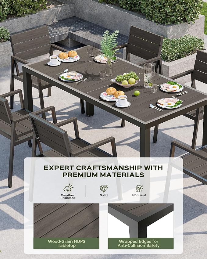 Outdoor Dining Chairs Set of 2, HDPS + Aluminum Patio Dining Chairs with Ergonomic Design and Wide Seat, 2 Piece Outdoor Chairs for Garden, Backyard, Deck (Charcoal)
