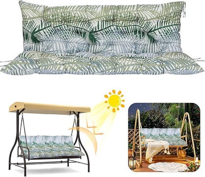 2/3 Seater Swing Replacement Cushion, Waterproof Porch Swing Cushions with Backrest, Thickened Bench Cushions for Outdoor Furniture, for Outdoor Patio Swing (Hawaii, 40 * 40 in)
