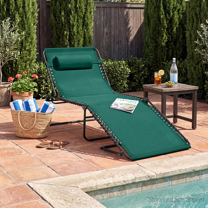 Best Choice Products Extra Wide Patio Chaise Lounge Chair, Portable Outdoor Folding Recliner for Lawn, w/ 8 Positions, Handles, 440lb Capacity - Forest Green