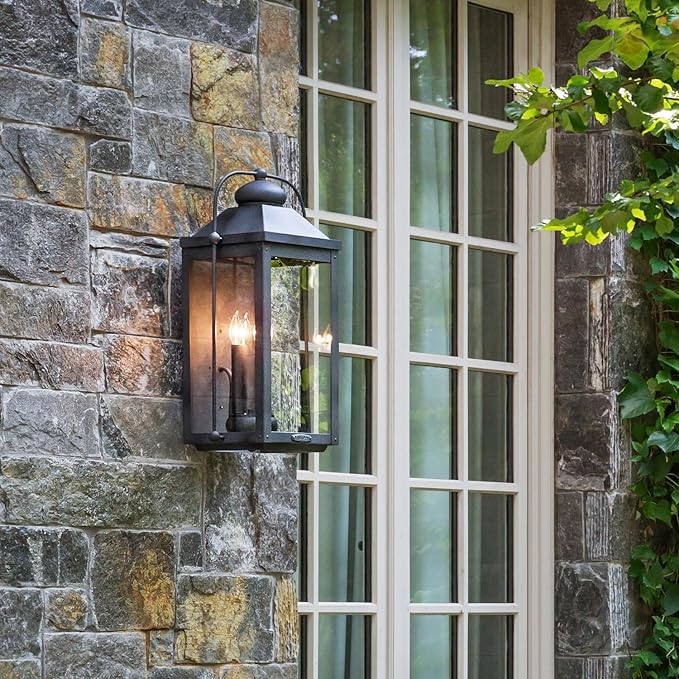 Hinkley Anchorage Medium Two Light Wall Mount Lantern - Estate & Heritage Series, Aluminum, Clear Glass - Aged Zinc Finish