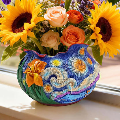 Flower Starry Sky Plant Pots-Cute Unique Flower Pots with Drainage Hole, Resin Planters for Indoor Outdoor Succulent Planter, Plant Gifts for Mother's Day, Birthday, Christmas