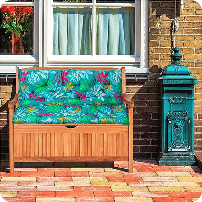 Replacement Cushion for Swings, Waterproof Porch Swing Cushion, 2-3 Seat Replacement Swing Seat Cushion with Backrest and Ties for Patio Backyard Porch Garden(Flower Color 40 * 60 in)