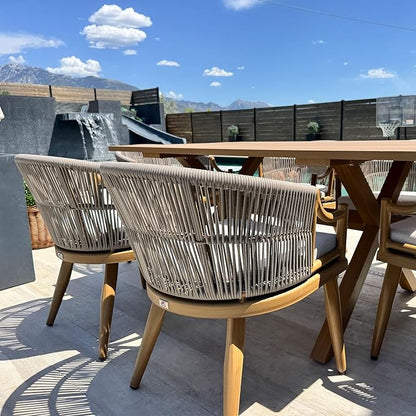 PURPLE LEAF Patio Dining Chairs Set of 2 Modern Wicker Outdoor Dining Chairs with Thick Cushions and Aluminum Frame All Weather Patio Chairs for Garden Porch Lawn Teak