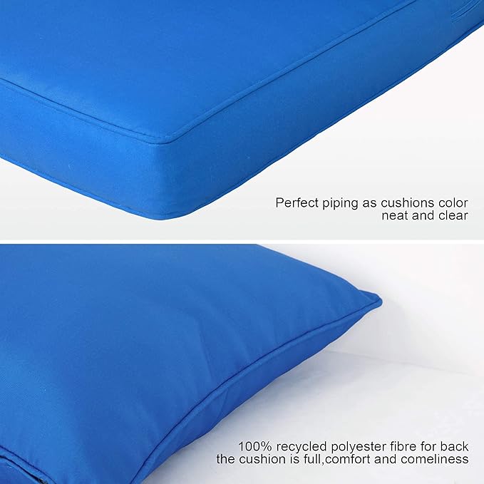ARTPLAN Outdoor Deep Seating Cushions with Backrest Set, All-Weather Waterproof Patio Sofa Cushions for Sectionals, High-Resilience Foam Garden Furniture Cushion Cover,Navy Blue