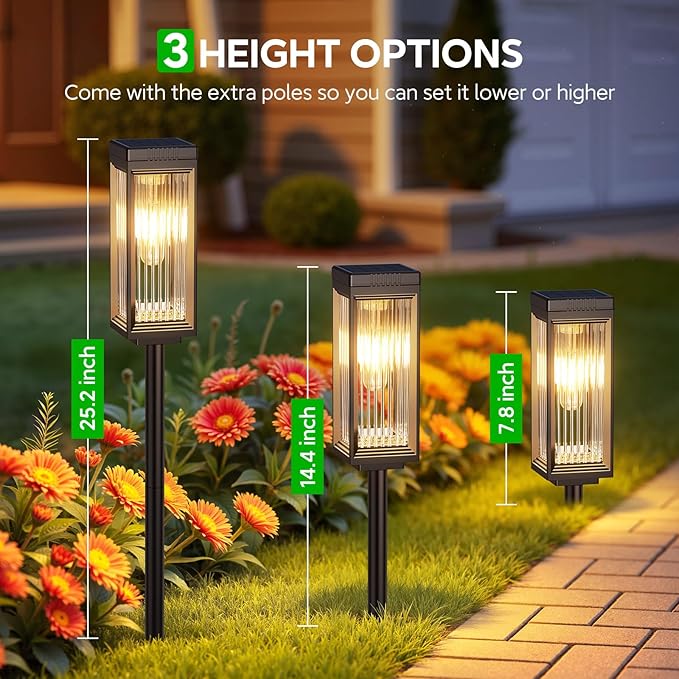 ELECLINK Solar Pathway Lights Outdoor, 4 Pack Upgraded Solar Lights Outdoor Waterproof, Bright Up to 15 Hrs Auto On/Off Garden Light for Yard Patio Lawn Path Walkway Driveway Outside Decor