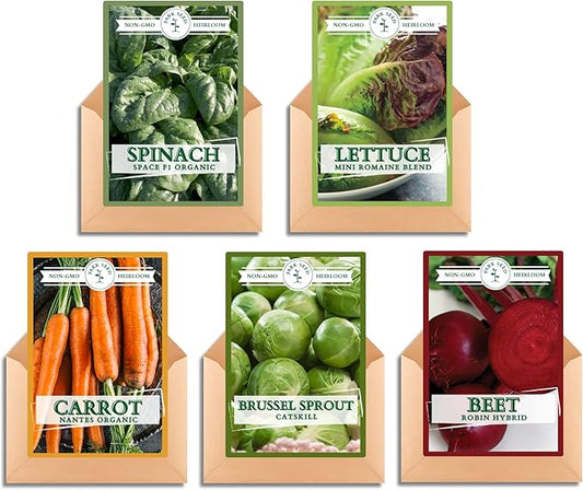 Park Seed Cool Season Vegetable Seed Collection – Non-GMO Fall Garden Kit with Beet, Carrot, Spinach, Lettuce, Kohlrabi & Mini Romaine Blend – Cold Hardy Varieties, Total of 725 Seeds