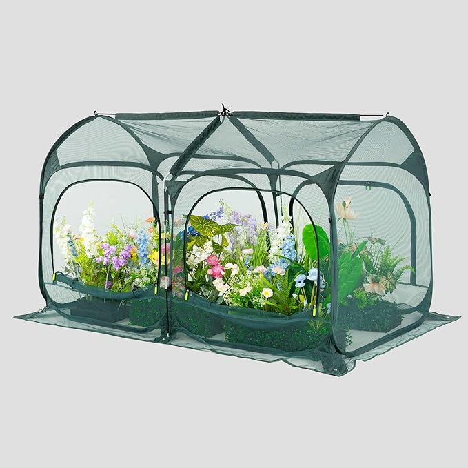 Poray Large 5.3x2.6FT Plant Netting Cover, Pop up Tunnel Crop Cage Gardening Net,Pest Guard Cover for Vegetables &Fruits,Durable Gardening Net for Plant and Animal