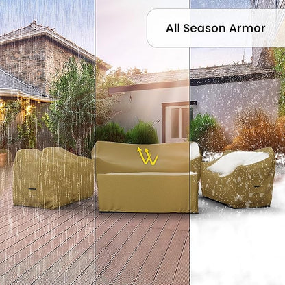 Covers & All Patio Furniture Cover Set, 5 Piece Outdoor Furniture Covers, Water-Repellent UV & Weather-Resistant Covers for Sofa, Loveseat, Chairs & Coffee Table with Elastic & Padded Handles