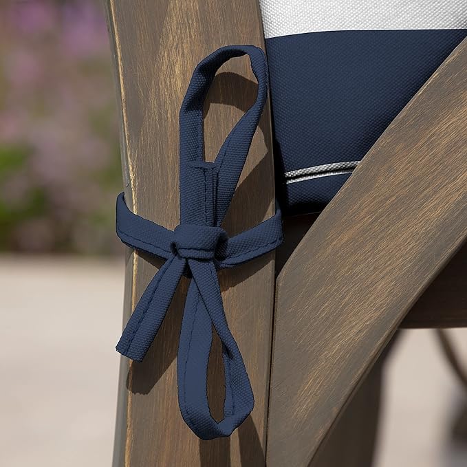 Arden Outdoor Dining Chair Cushion, 21 x 21, Rain-Proof, Fade Resistant Sapphire Blue Cabana Stripe