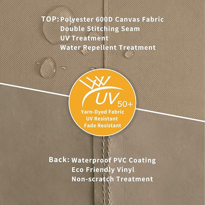 Easy-Going Patio Coffee Table Cover Small Outdoor Rectangular Table Cover, UV Resistant Waterproof Patio Furniture Cover (48" Lx28 Wx16 H, Camel/Dark Brown)