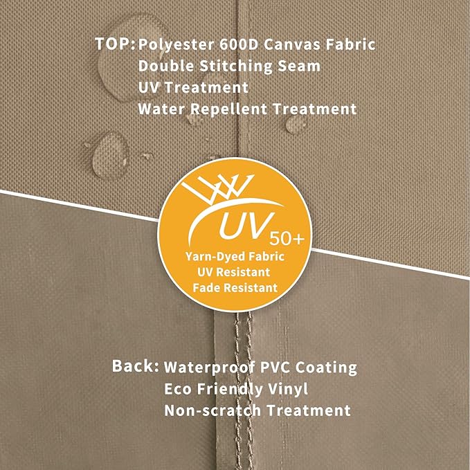 Easy-Going Patio Coffee Table Cover Small Outdoor Rectangular Table Cover, UV Resistant Waterproof Patio Furniture Cover (36"Lx22"Wx16"H, Camel/Dark Brown)