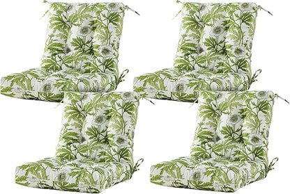 ARTPLAN Seat/Back Outdoor Chair Cushion,Set of 4 Patio Chair Cushion with Tie,Tufted Replacement for Patio Furniture,40x20x4 Inches,4 Count,Floral