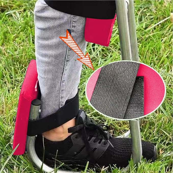 Knee Seat, Strap on Kneeling Device for Garden, Portable Stainless Steel Gardening Strap on Knee Seat, Knee Seat for Gardening Garden Farm Work Seniors Gardener (red)