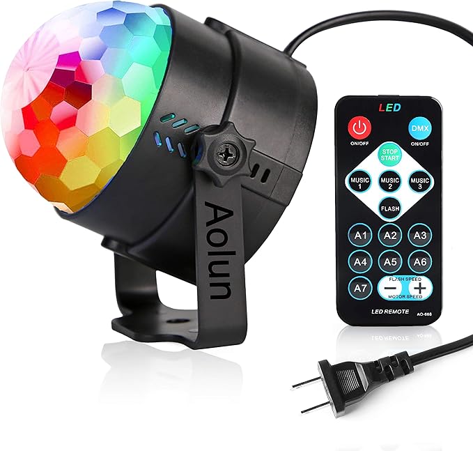 Party Lights,Disco Lights Sound Activated,Halloween Disco Ball Light,Stage Lights-Multi Colors Rotating Magic LED Strobe Lights for Xmas Parties,Room,Pool,Club,Home,Church,Karaoke,Wedding