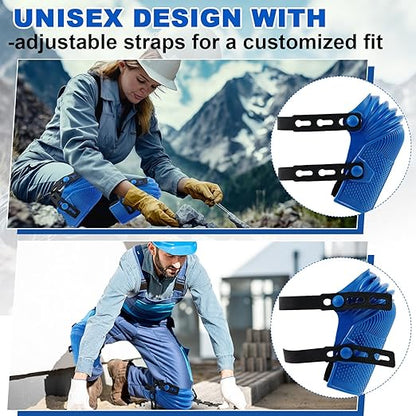 Soulchen 2 Pairs Construction Knee Pads for Men Women Heavy Duty Support Knee Pads for Work with Flexible Plastic and Thick Foam Cushion Adjustable Thigh and Shin Straps for Roofing Flooring Gardening