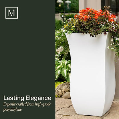 Mayne Valencia 30in Tall Planter - Neptune Blue - 16in x 16in x 30in - with Removable Plug, Polyethylene (5874-NB)