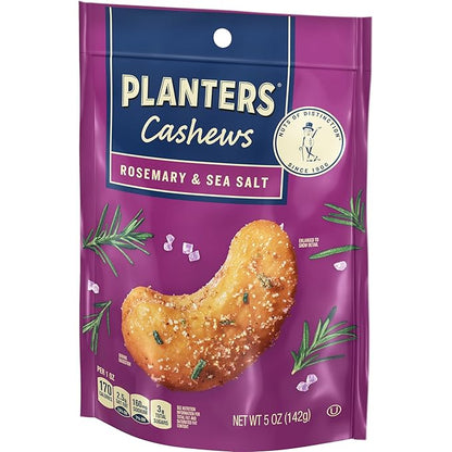 PLANTERS Cashews Rosemary & Sea Salt, Party Snacks, 5 Oz Bag (Pack of 2)