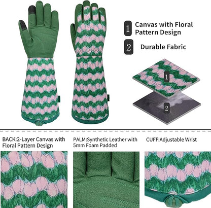 Long Gardening Garden Gloves,Thorn-proof&Puncture Resistance Rose Cactus Gauntlet Glove for Gardener,Gifts