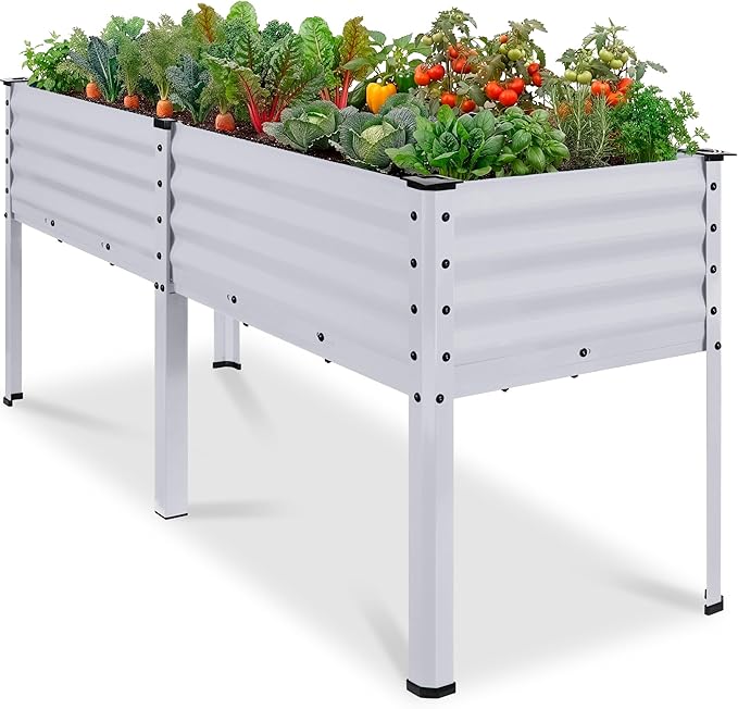 Best Choice Products 72x24x30in Non Toxic Galvanized Raised Garden Bed, Metal Elevated Planter Box, Vegetable Garden, 100% Non Toxic Materials - Moonlight Gray