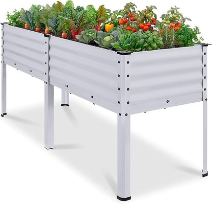 Best Choice Products 72x24x30in Non Toxic Galvanized Raised Garden Bed, Metal Elevated Planter Box, Vegetable Garden, 100% Non Toxic Materials - Moonlight Gray