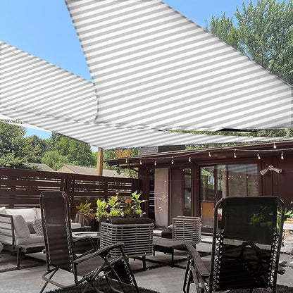 LOVE STORY 12' x 12' x 12' Triangle Grey-White Sun Shade Sail Canopy UV Block for Outdoor Patio Garden Backyard