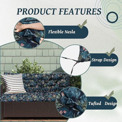 2/3 Seater Swing Replacement Cushion, Waterproof Porch Swing Cushions with Backrest, Thickened Bench Cushions for Outdoor Furniture, for Outdoor Patio Swing (Hummingbird, 47 * 40 in)