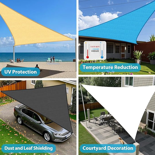 Amagenix Sun Shade Sail 12'X16'X20' Curved Edge Outdoor Shade Canopy Mocha Breathable 95% UV Block Shade Cloth for Patio Garden Backyard (We Make Custom Size)