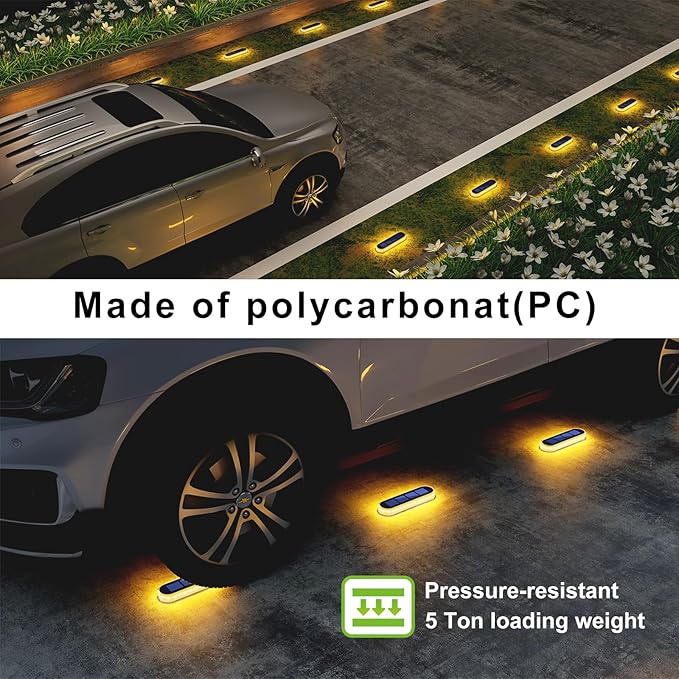 DetarZinLED Solar Step Lights Outdoor Waterproof LED, 4 Pack Warm White Flat Solar Powered Deck Lights for Outside, Stick on Light Bar for Stair, Dock, Patio, Garden, Path, Walkway, Driveway, Porch