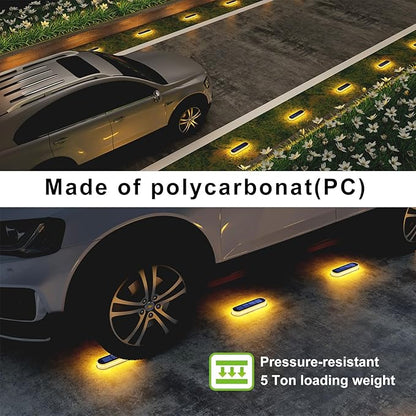 DetarZinLED Solar Step Lights Outdoor Waterproof LED, 4 Pack Warm White Flat Solar Powered Deck Lights for Outside, Stick on Light Bar for Stair, Dock, Patio, Garden, Path, Walkway, Driveway, Porch