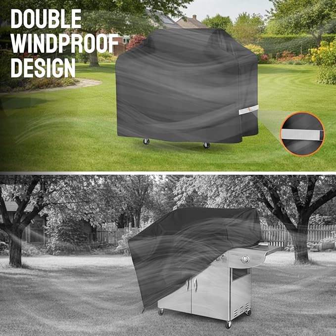 Grill Cover - 65 Inch Heavy Duty BBQ Grill Cover for Outdoor Grill, Waterproof, UV, Fade & Tear Resistant, Gas Grill Cover for Weber Charbroil Genesis Nexgrill and More