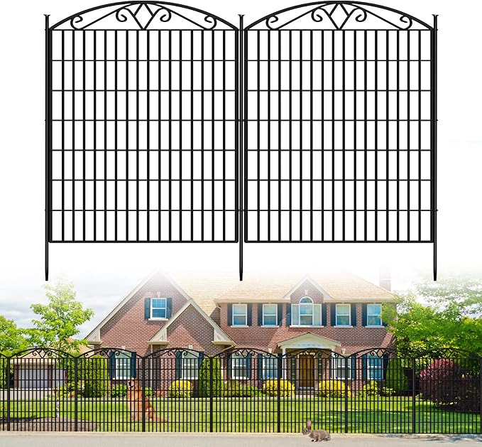 15 Panels No Dig Dog Fence Outdoor for Yard, 33in(H) x 32.5ft(W) Tall Animal Barrier Fencing Panels, Rustproof Ground Stakes Temporary Wire Screen for Patio