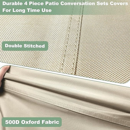 Gasadar Outdoor Furniture Cover Waterproof, Patio Furniture Set Covers for Patio Loveseat, Chair and Coffee Table, 600D Heavy Duty, Beige & Brown