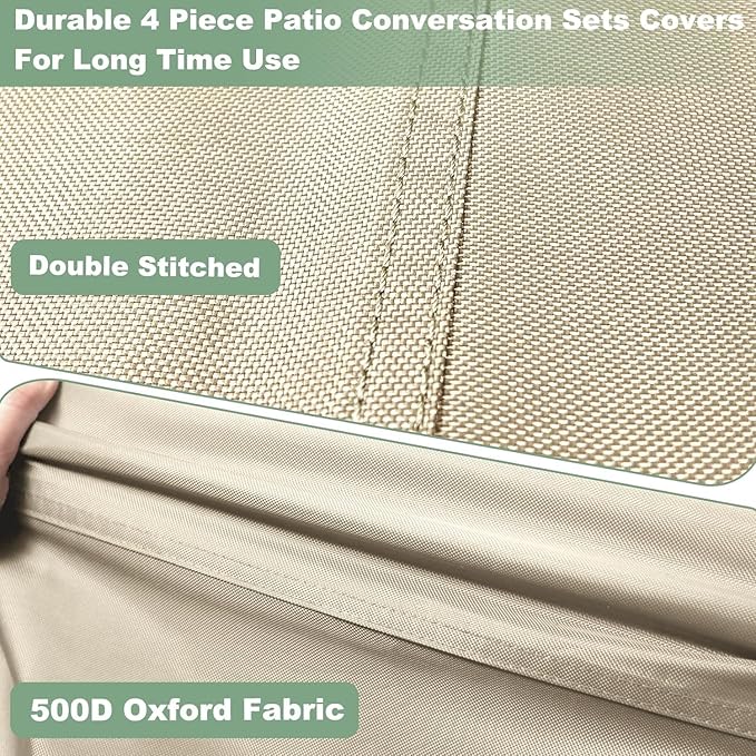 Gasadar Patio Furniture Cover , Outdoor Furniture Covers Waterproof for Patio Loveseat, Chair and Coffee Table, Beige & Brown