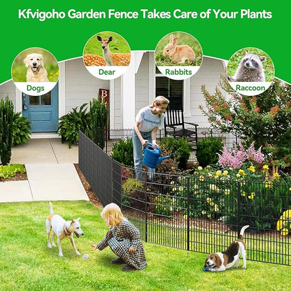 Decorative Garden Fence 10 Panels 23.6 ft(L) X 32 in(H) Animal Barrier for Yard, Patio, Garden Borders, No-Dig Outdoor Fencing with Rustproof Metal Panels, Temporary Ground Stakes for Dogs, Rabbit