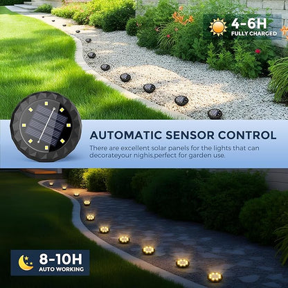 SOLPEX Mini Solar Ground Lights, 12 Pack Solar Lights Outdoor Waterproof, Landscape Lighting for Garden Pathway Driveway Walkway (Warm White)
