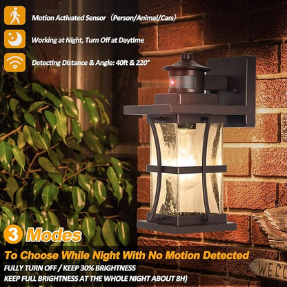 Motion Sensor Outdoor Lights - Oil Rubbed Bronze Dusk to Dawn Outdoor Lighting, Advanced Exterior Light Fixtures Wall Sconce, Waterproof Porch Light Wall Mount for Front Garage, Entryway Anti-Rust