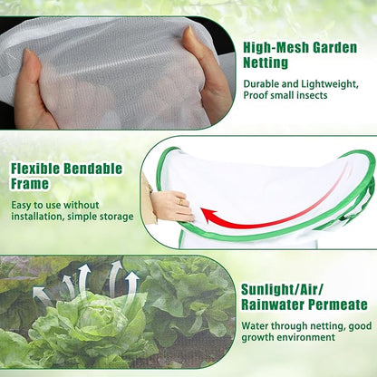 2PCS Garden Netting Covers for Raised Beds, 3.9 X 2FT Garden Raised Bed Cover with 10 Stakes, Plant Netting for Garden Protection, Insect Bird Pest Barrier for Vegetables Fruits Flowers Crops