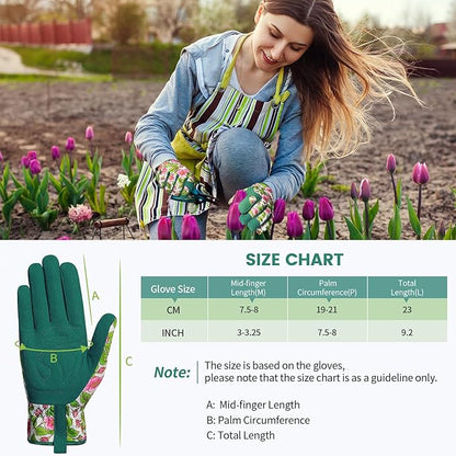 Pleneal Gardening Gloves for Women Men - Leather Garden Gloves Thorn Proof, Outdoor Protective Working Gloves for Weeding