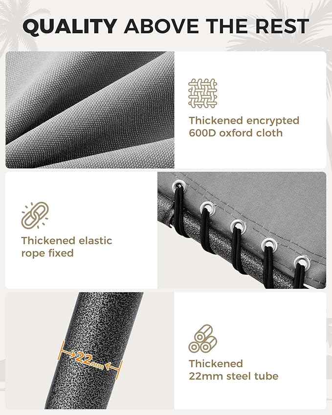 KingCamp 2 Pack Tanning Chair with Face Hole, Lounge Chairs Outdoor Folding Portable Comfy Adjustable 5-Position Foldable Chaise Chaser with Canopy Shade for Outside Beach Patio, Grey