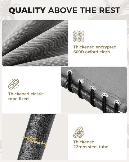 KingCamp 2 Pack Tanning Chair with Face Hole, Lounge Chairs Outdoor Folding Portable Comfy Adjustable 5-Position Foldable Chaise Chaser with Canopy Shade for Outside Beach Patio, Grey